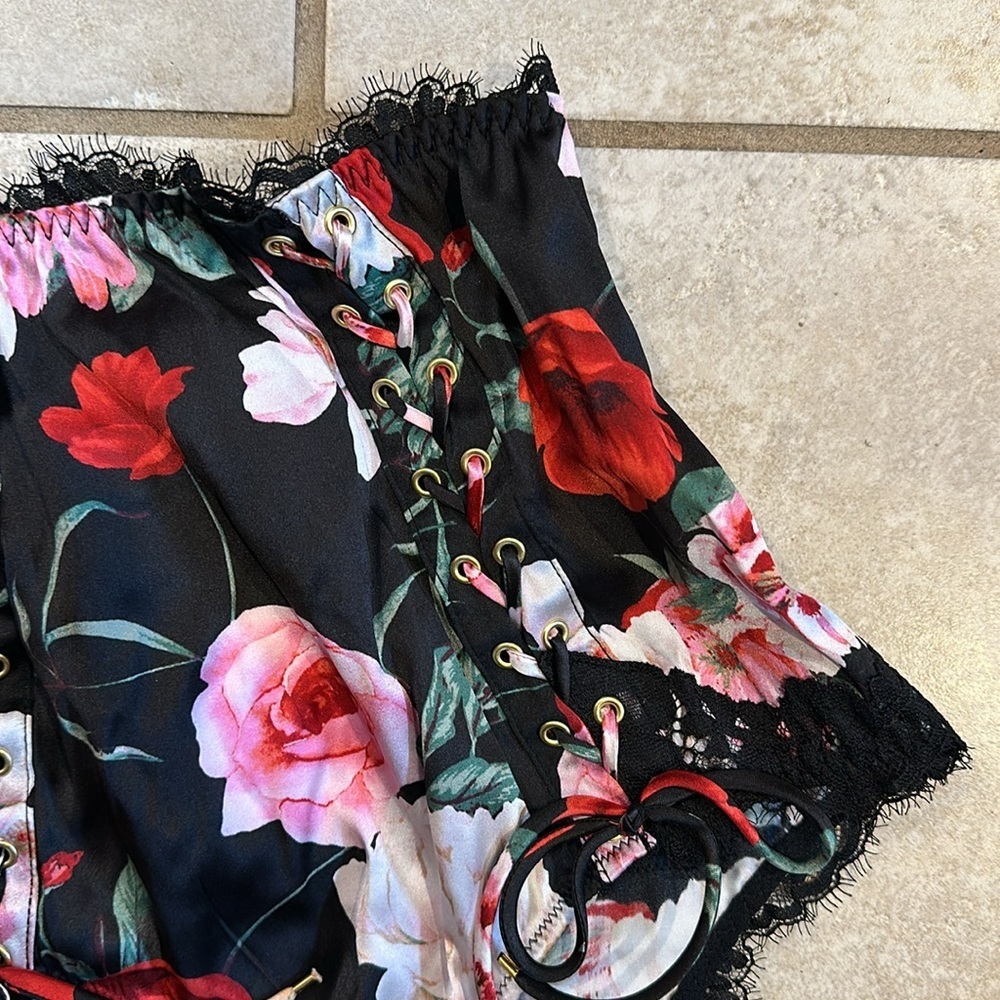 NWT! Victoria’s Secret Atelier Floral Satin High Rise Lace Up Panty S H… - Picture 4 of 7